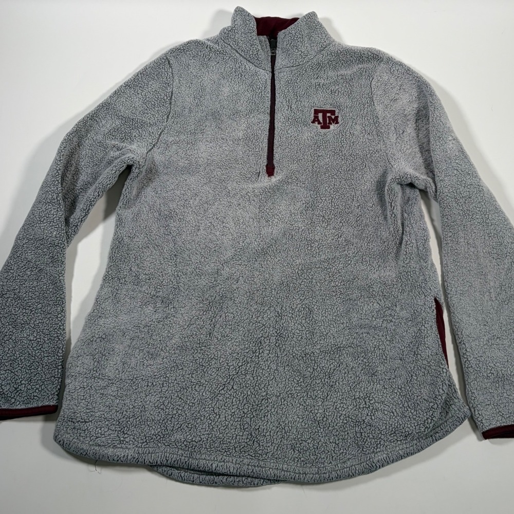 Colosseum Texas A&M Aggies Sherpa Fleece Quarter Zip Grey Maroon Gorpcore Large